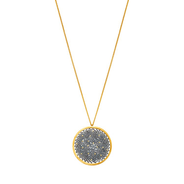 Collar Upsala Dorado Círculo Grande Largo Plata Pavonada Puntos Dorados